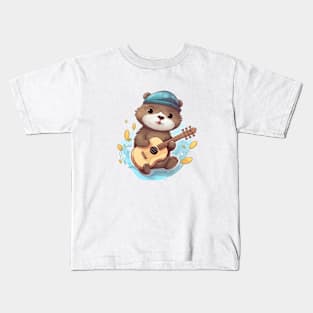 Cute Beaver Playing Guitar Kids T-Shirt